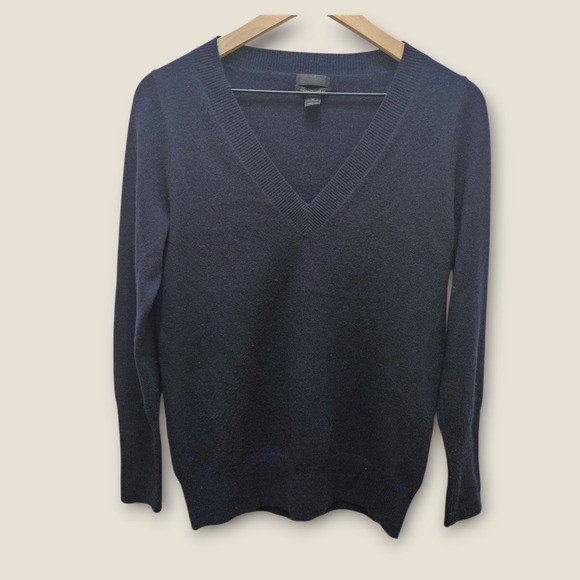J. Crew Other - J Crew Mens Italian Cashmere V Neck Sweater Navy Blue‎ Size Medium